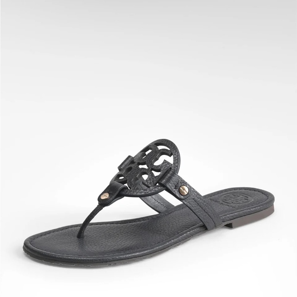 Tory Burch Navy Tumbled Leather Sandals! Size 6. Barely Worn!